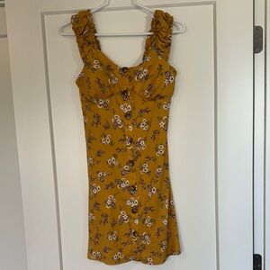 Floral Mustard Yellow Dress